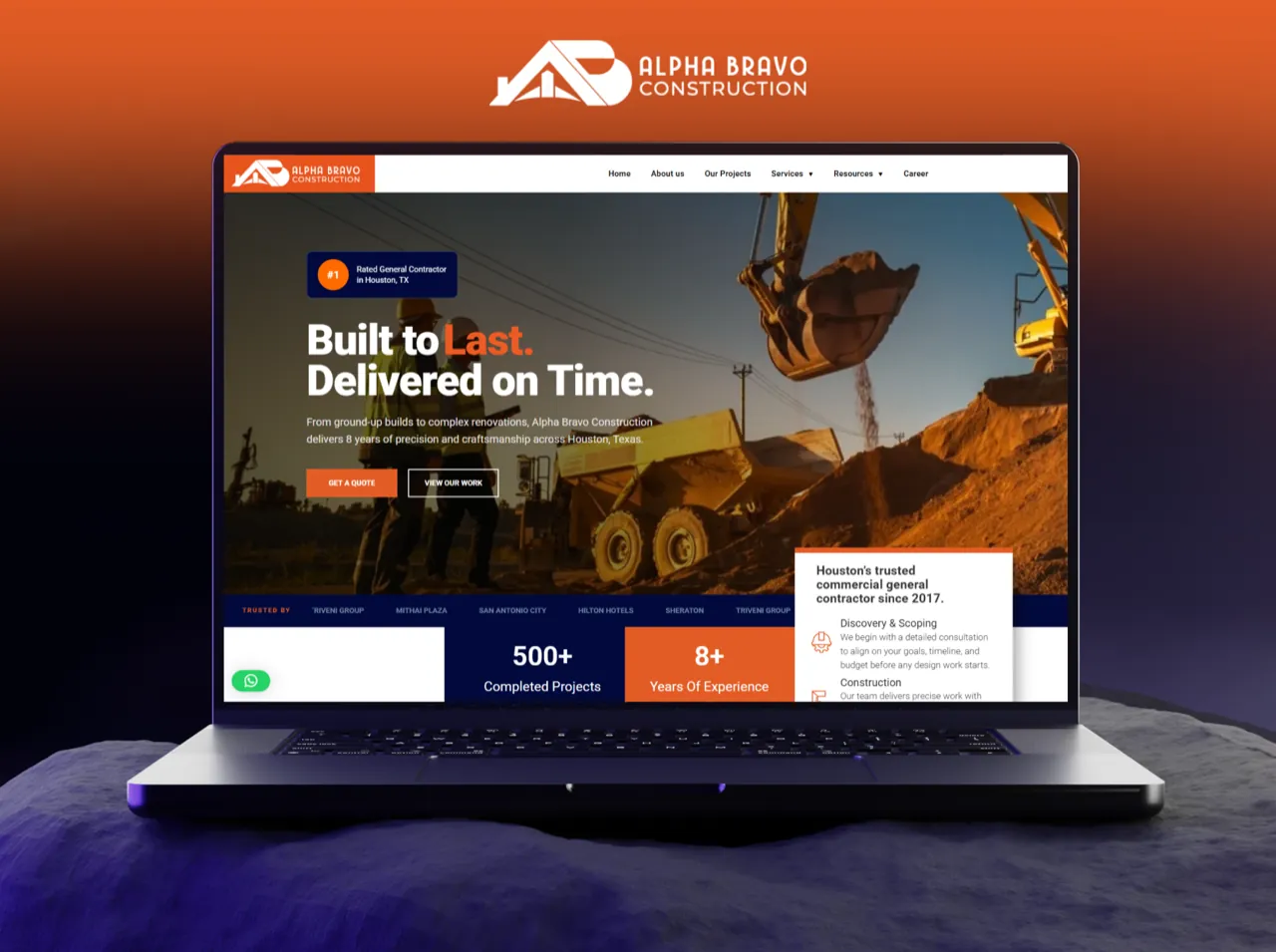 Alpha Bravo Construction website, a MindWhiz client project