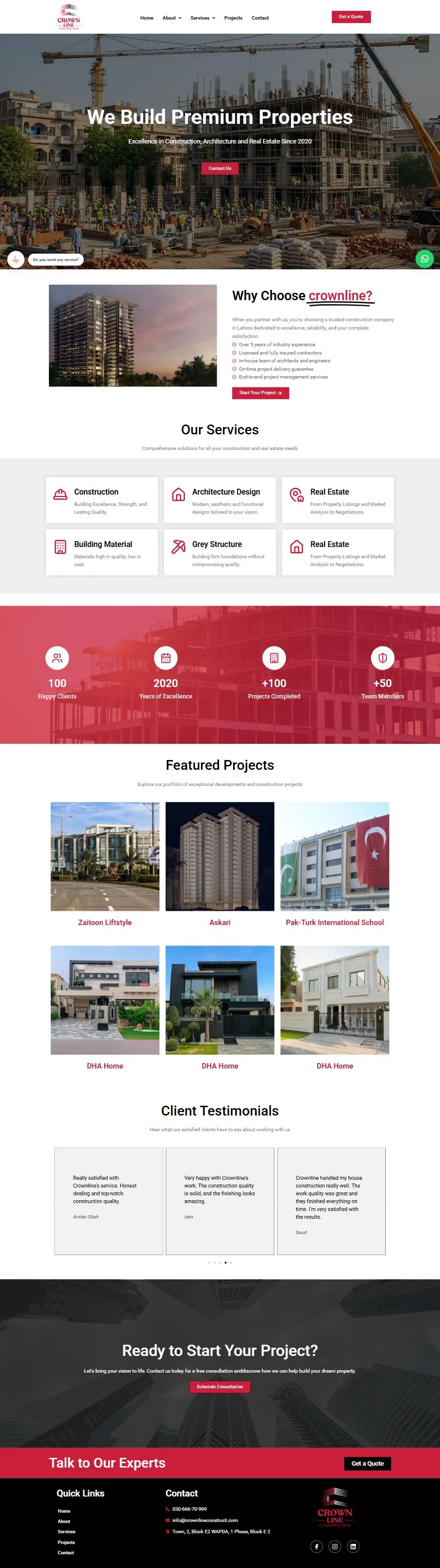 crownlineconstruct.com website built by MindWhiz