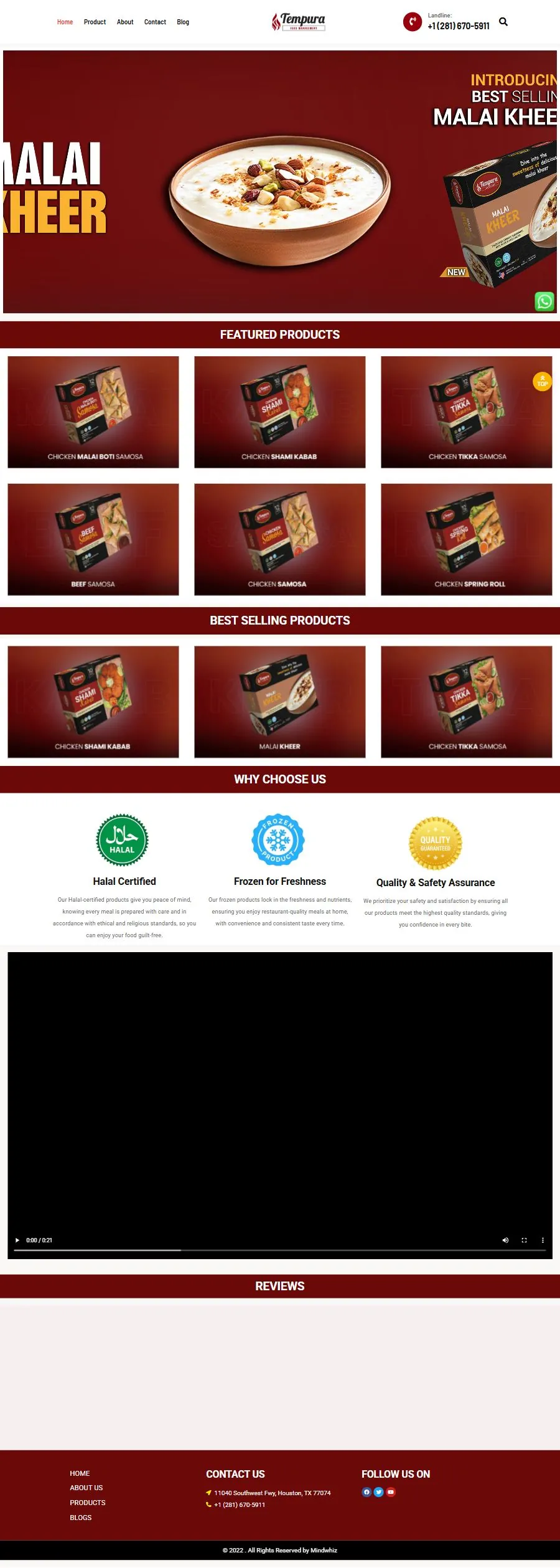 tempurafoodusa.com website built by MindWhiz
